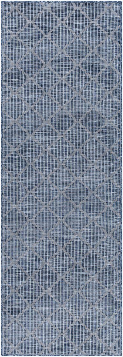 Unique Outdoor Trellis Area Rug, Navy Blue - Clearance