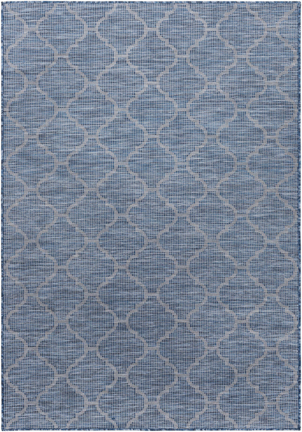 Unique Outdoor Trellis Area Rug, Navy Blue - Clearance