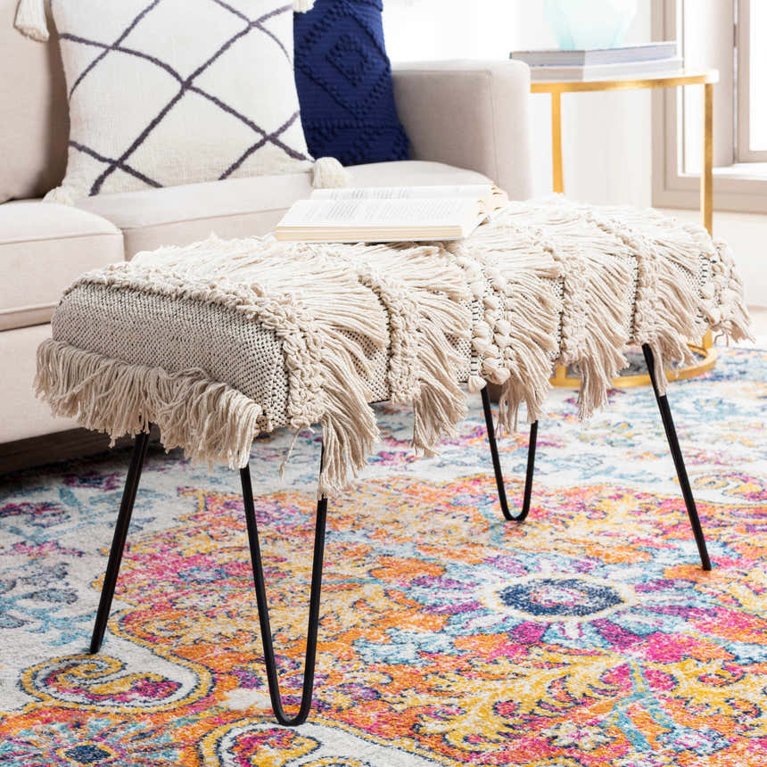 Tugbong Boho Fringe Knit Bench - Clearance