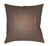 Booo Printed Orange & Brown Outdoor Pillow