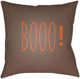 Booo Printed Orange & Brown Outdoor Pillow
