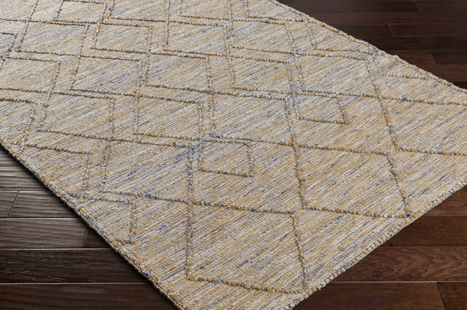 Buse Hand Woven Beige & Blue Area Rug - Clearance