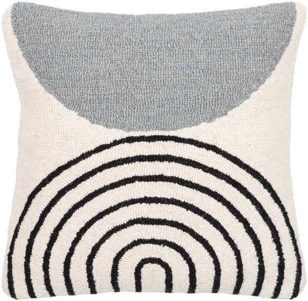 Gravel Slate Gray and Ivory Pebble Texture Modern Wool Accent Pillow - Clearance