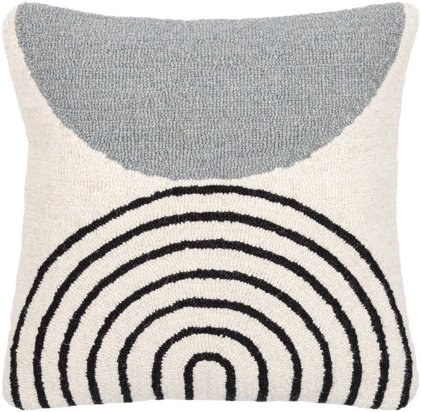 Gravel Slate Gray and Ivory Pebble Texture Modern Wool Accent Pillow - Clearance