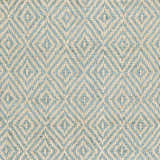 Close-up of Tyronza Clearance Jute Rug; cream and sky blue diamond pattern, hand woven texture. Swatch