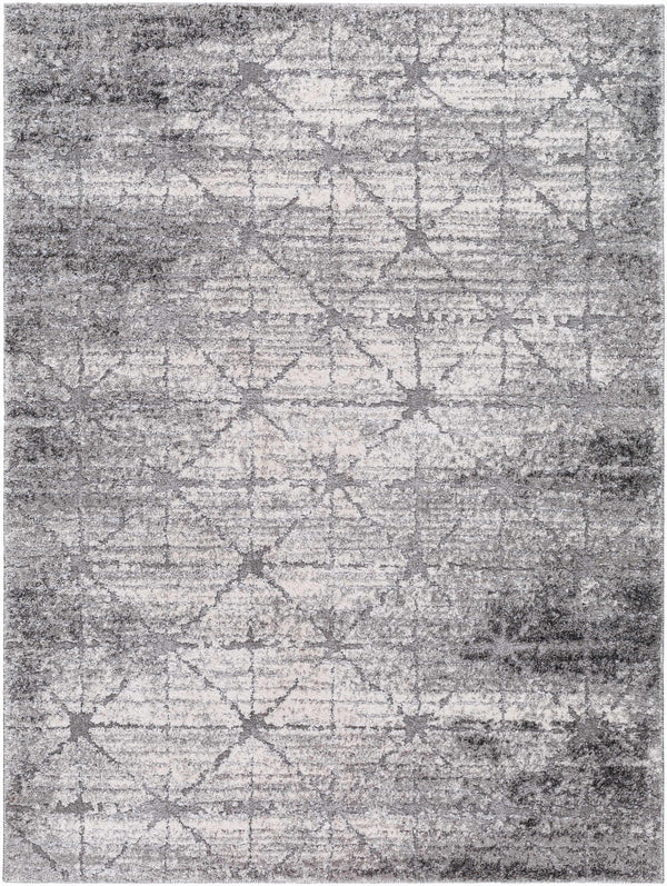 Tyree Distressed Gray Trellis Area Rug