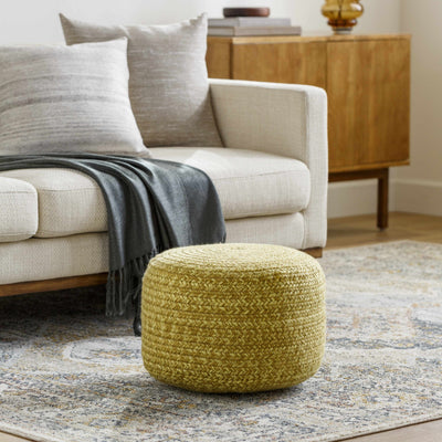 Tonanitla Natural Fiber Yellow Knitted Pouf