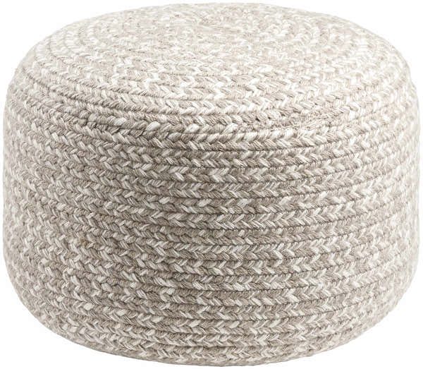 Tonanitla Natural Fiber Light Gray Knitted Outdoor Pouf