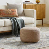 Tonanitla Natural Fiber Dusty Pink Knitted Outdoor Pouf