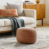 Tonanitla Natural Fiber Gray Knitted Outdoor Pouf