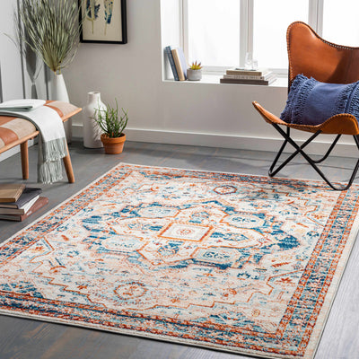 Waterhouse Blue & Cream Washable Rug - Clearance