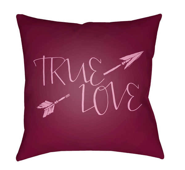 True Love Dark Pink Outdoor Throw Pillow