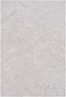 Close-up of the Upland Premium Rug. Brown, cream, and gray hair on hide forms a contemporary chevron pattern. Design-Rectangle-58