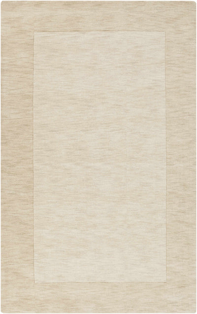 Bordered Solid Wheat Cream Wool Rug