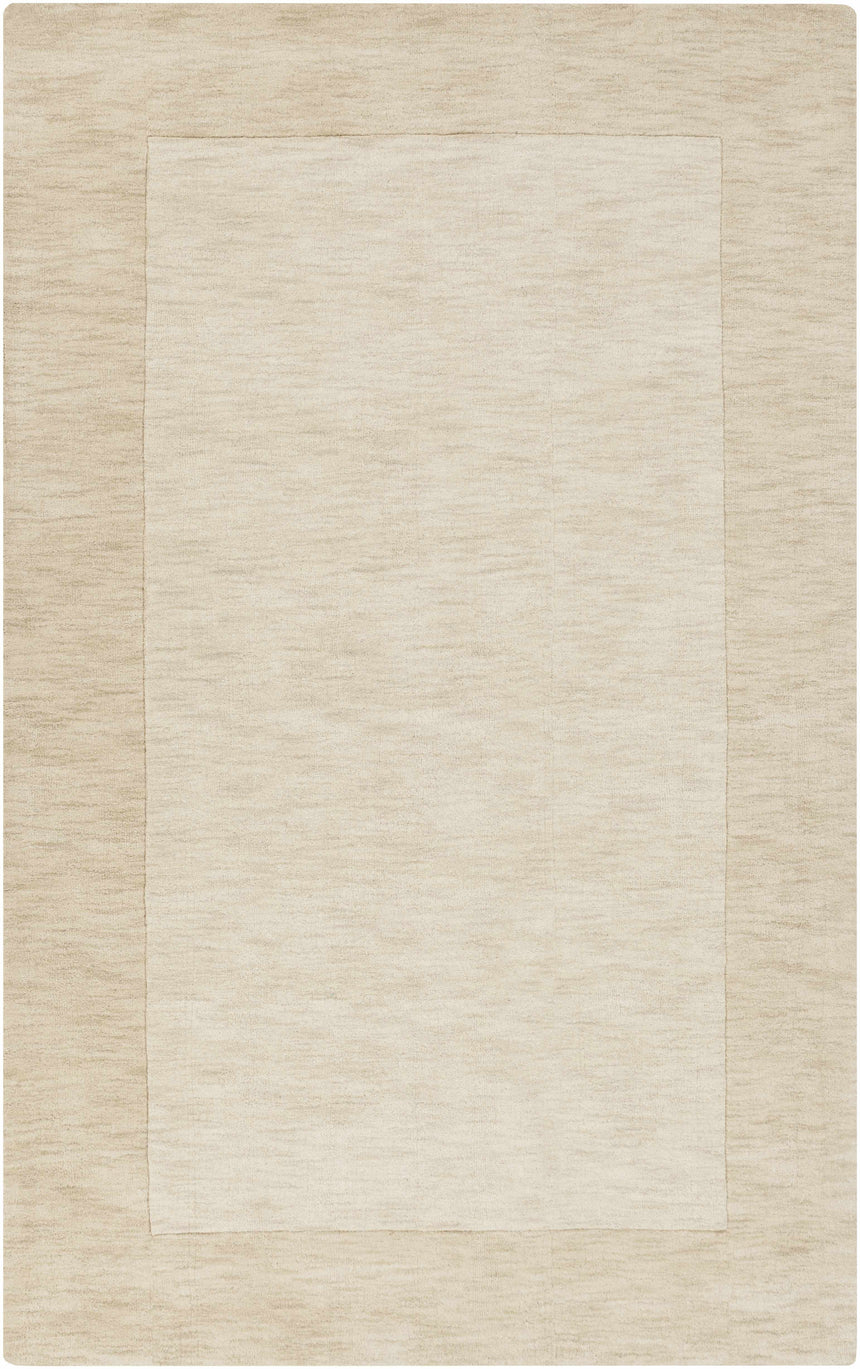 Bordered Solid Wheat Cream Wool Rug