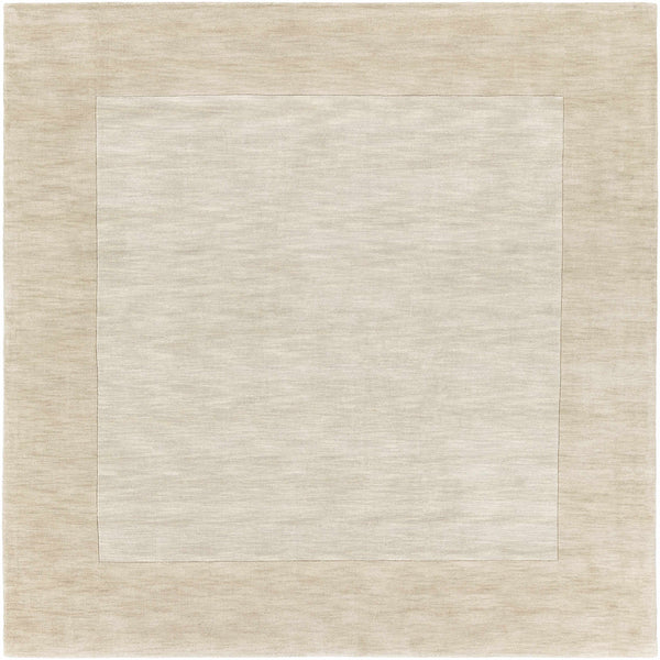 Bordered Solid Wheat Cream Wool Rug