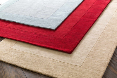 Bordered Solid Wheat Cream Wool Rug