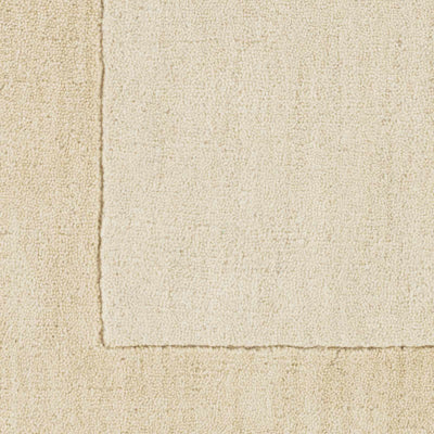 Bordered Solid Wheat Cream Wool Rug