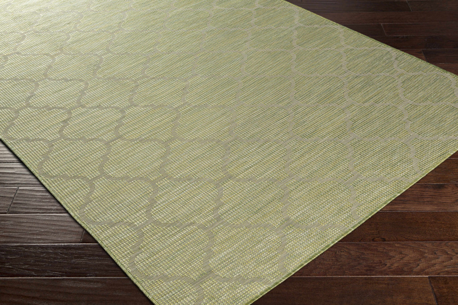 Unique Outdoor Trellis Area Rug, Olive Green - Clearance
