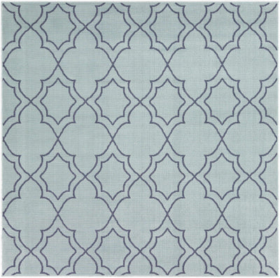 Unique Pale Blue Lattice Trellis Outdoor Rug - Clearance