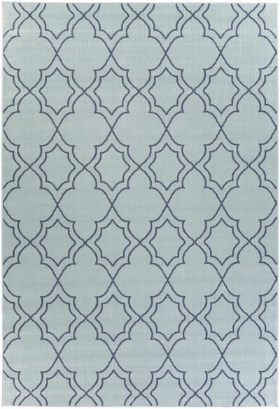 Unique Pale Blue Lattice Trellis Outdoor Rug - Clearance