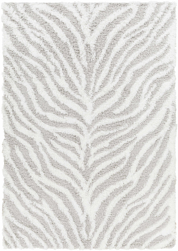 Baran Zebra Print Shag Area Rug