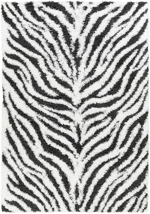 Anne Zebra Print Shag Area Rug