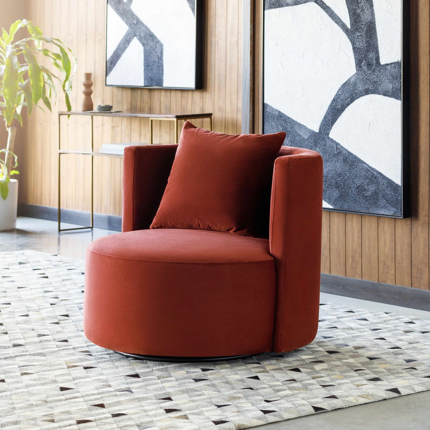Vendychany Burgundy Swivel Chair - Clearance