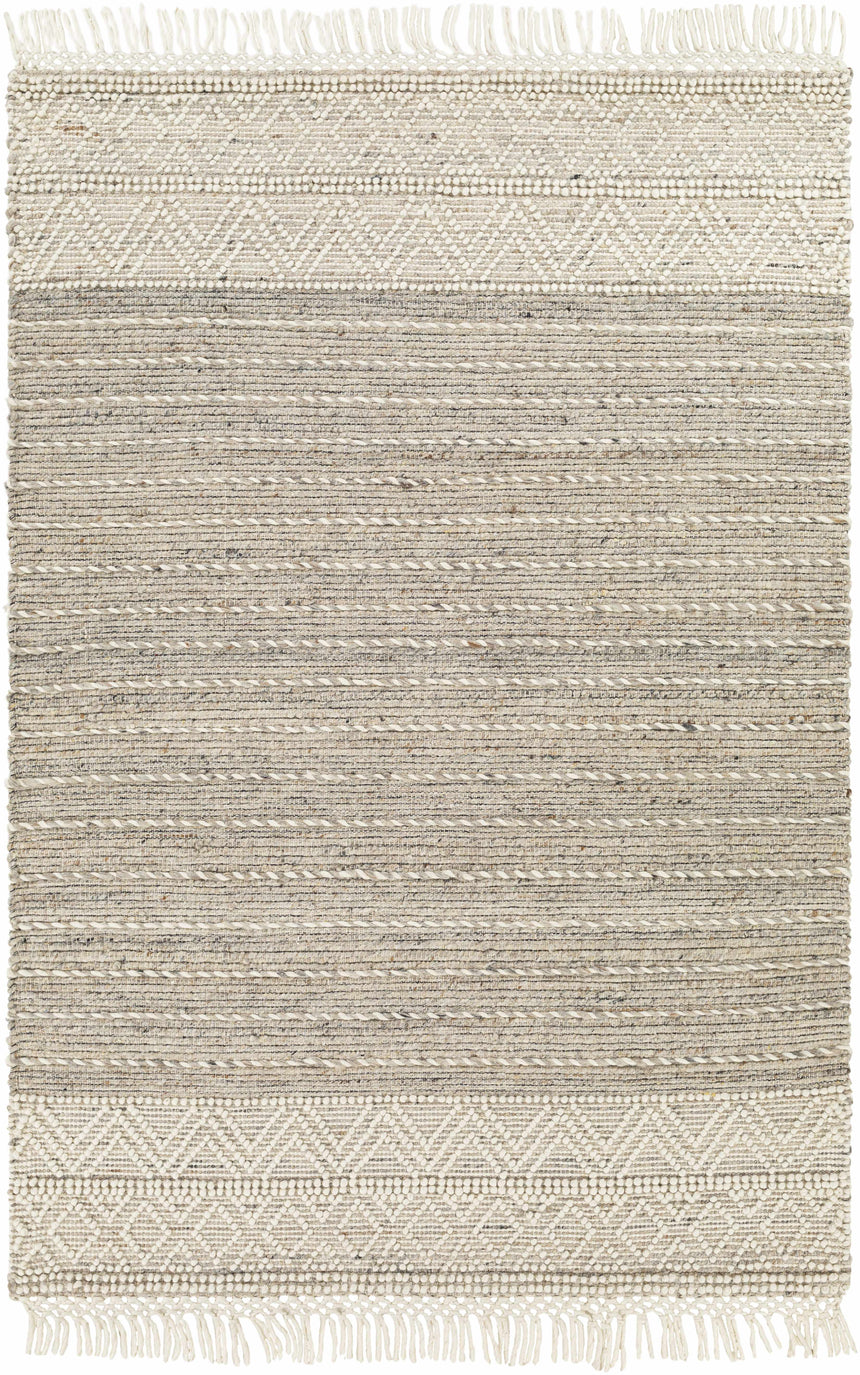 Cream Veruela Wool Blend Braided Tassel Area Rug - Clearance