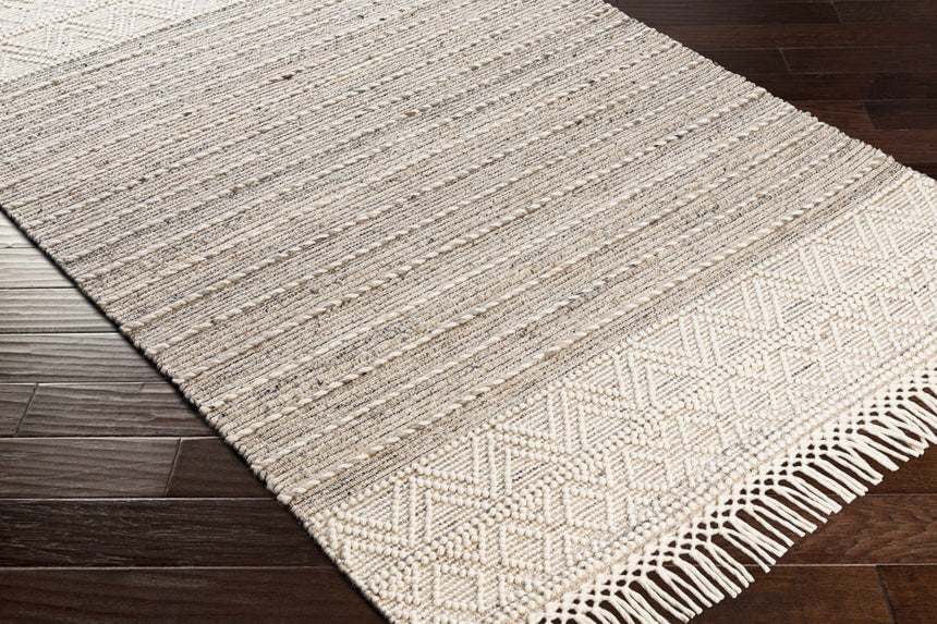 Cream Veruela Wool Blend Braided Tassel Area Rug - Clearance