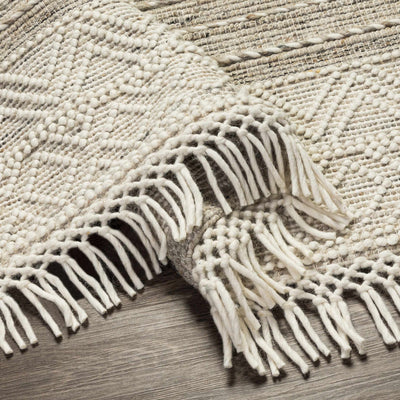 Cream Veruela Wool Blend Braided Tassel Area Rug