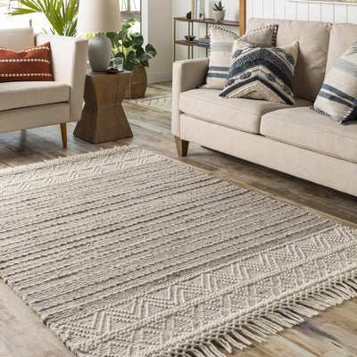 Cream Veruela Wool Blend Braided Tassel Area Rug