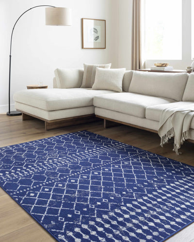 Scandi Navy All Over Pattern Rug