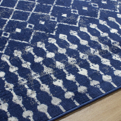 Scandi Navy All Over Pattern Rug