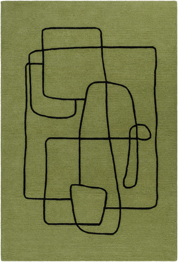 Vatsa Green Abstract Area Rug