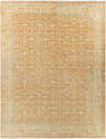 Close-up of the hand-knotted Wailea Area Rug. Brown, beige, and slate oriental rug with a traditional Persian pattern. Design-Rectangle-912