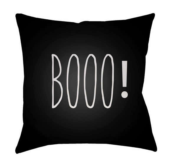 Booo Printed Black Outdoor Pillow