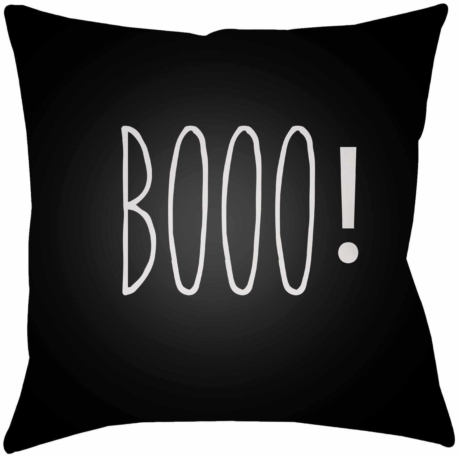 Booo Printed Black Outdoor Pillow