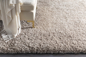 Tingly Solid Beige Shag Rug