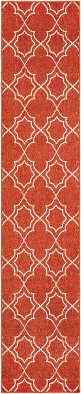 Unique Rust Red Lattice Trellis Outdoor Rug - Clearance