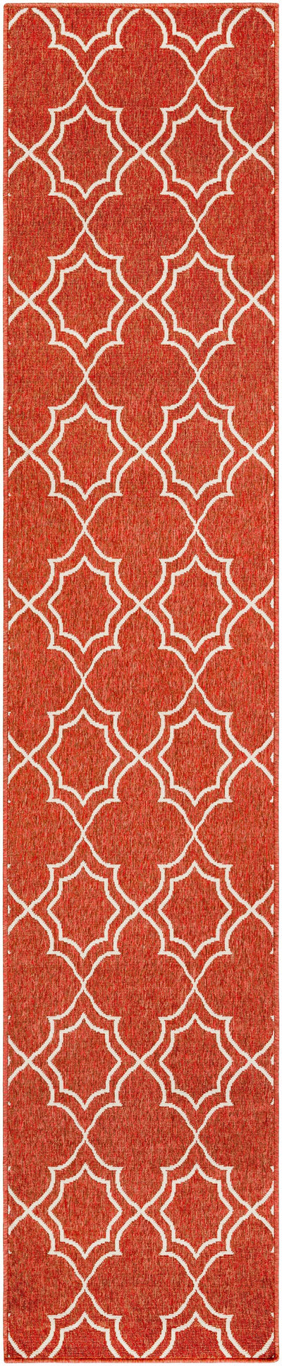 Unique Rust Red Lattice Trellis Outdoor Rug - Clearance