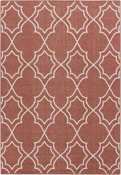 Unique Rust Red Lattice Trellis Outdoor Rug - Clearance