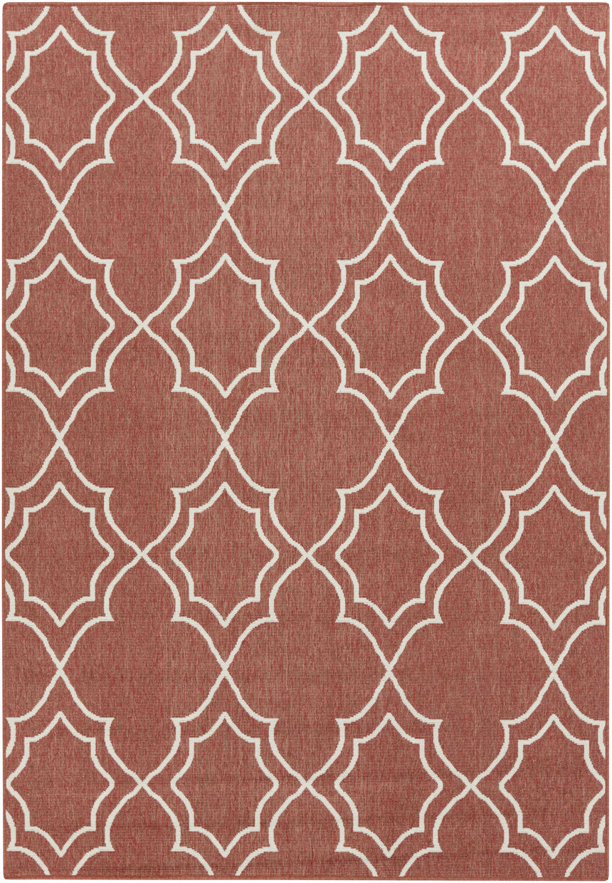 Unique Rust Red Lattice Trellis Outdoor Rug - Clearance
