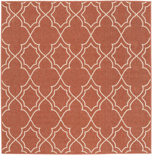 Unique Rust Red Lattice Trellis Outdoor Rug - Clearance