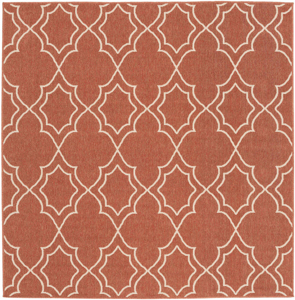 Unique Rust Red Lattice Trellis Outdoor Rug - Clearance