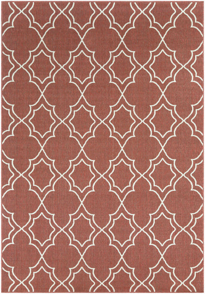 Unique Rust Red Lattice Trellis Outdoor Rug - Clearance