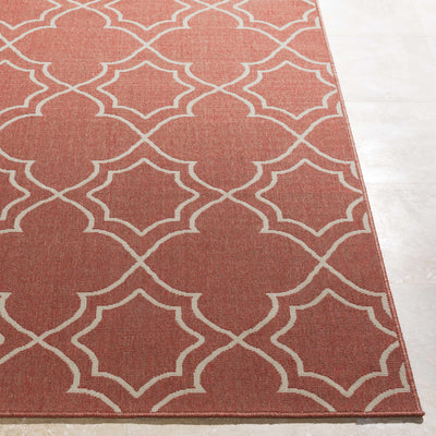 Unique Rust Red Lattice Trellis Outdoor Rug - Clearance