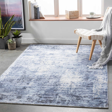 Wardle Abstract Blue/White Viscose Rug