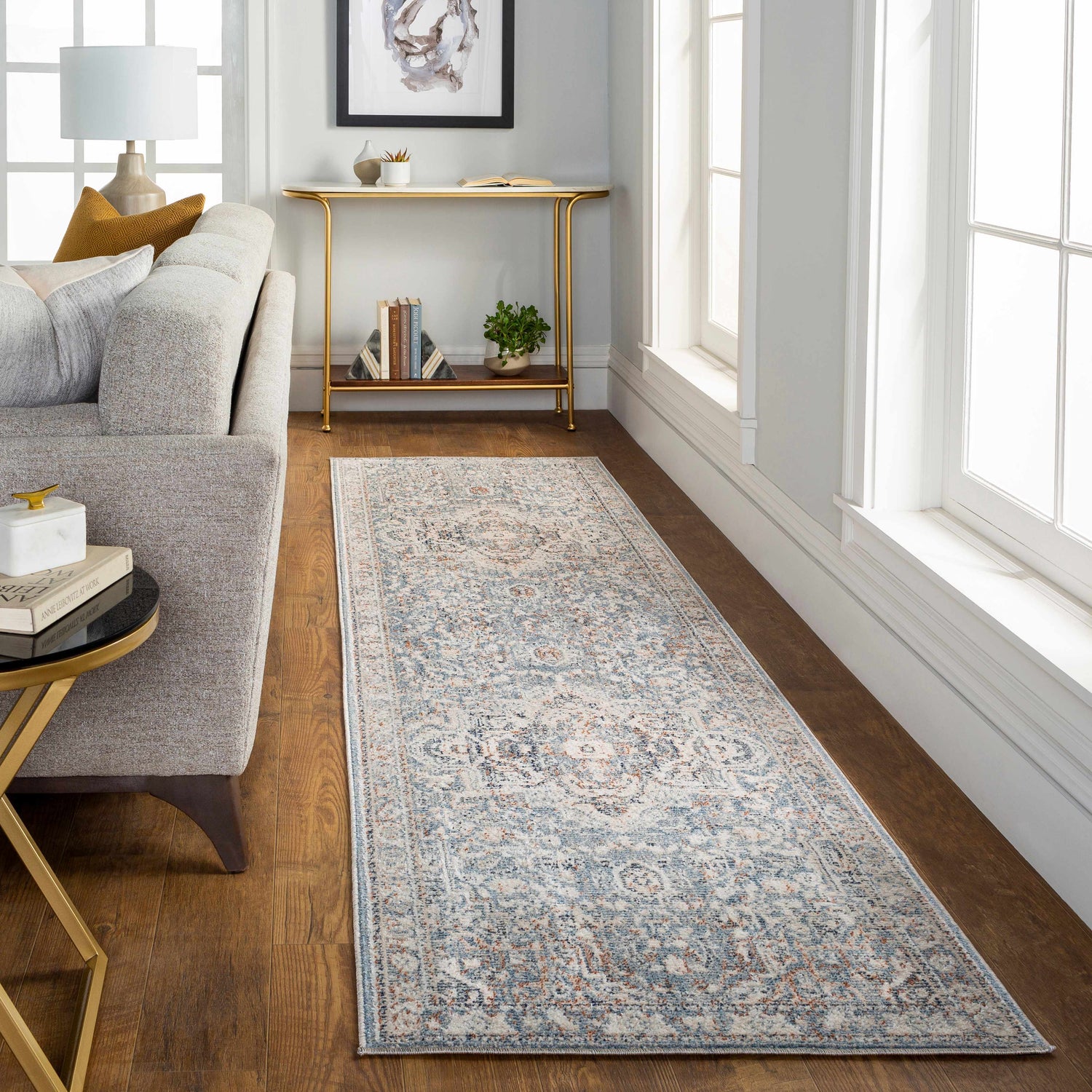 Buguey Cream&Blue  Area Rug - Clearance