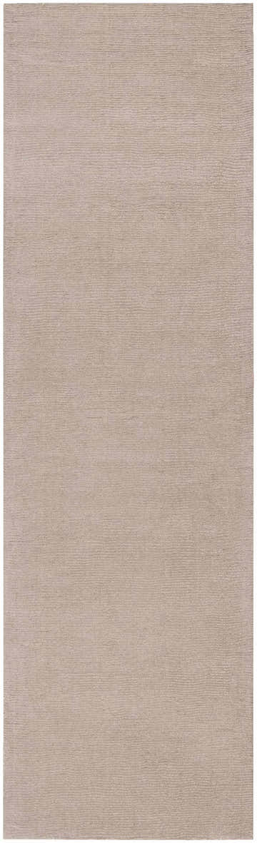 Close-up of the hand loomed Brockton Solid Tan Area Rug, showing subtle striped texture and soft wool material. Design-Runner-268